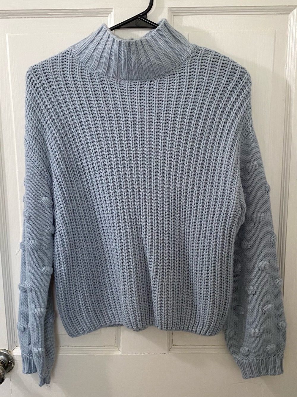 moon & madison Light Blue Mock Neck Knit Sweater